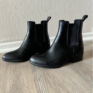 Jeffrey Campbell Womens Black Havana Last Chelsea Boot Rubber Shoe Bootie Size 6
